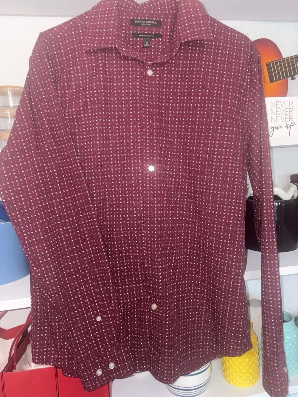 Banana Republic Men's Luxe Slim Fit Long Sleeve Button-Up Shirt Size M